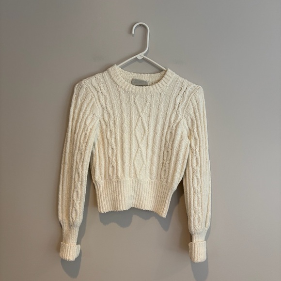 Urban Outfitters Cream Cable Knit Cropped Sweater - Picture 1 of 6